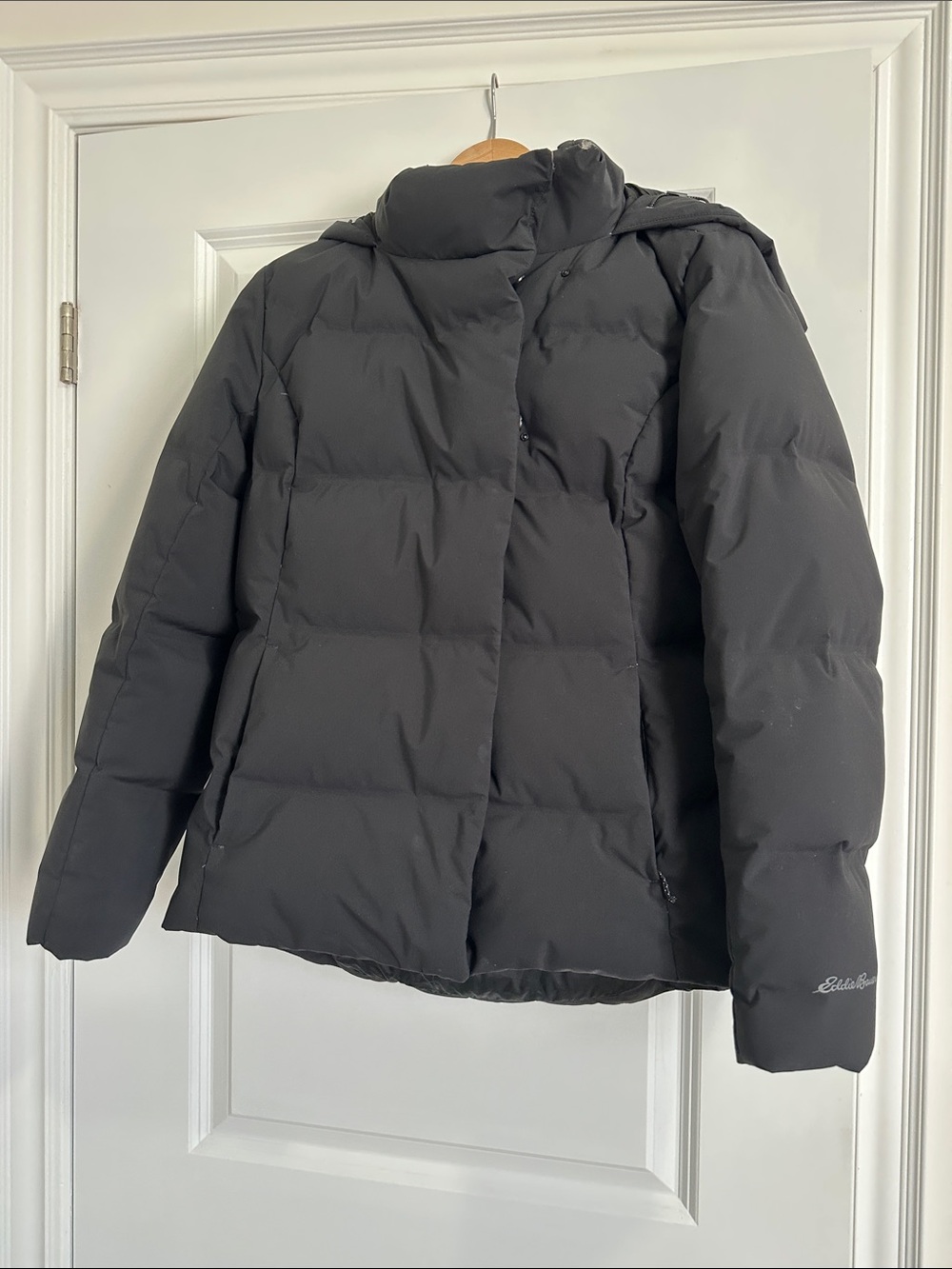 Eddie Bauer Women's Black Insulated Puffer Coat with High Collar